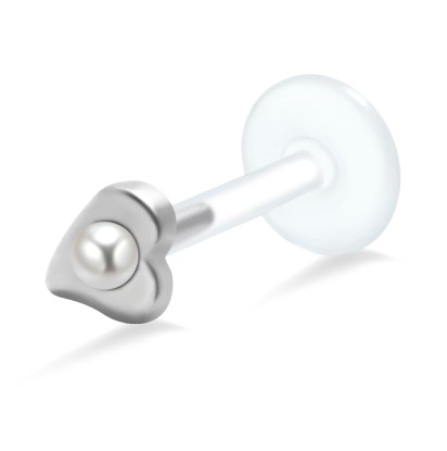 Heart With Pearl Shaped Labrets Push-in LA-60-2p